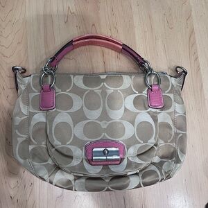Coach Kristin Beige and Pink Women's Hobo Bag